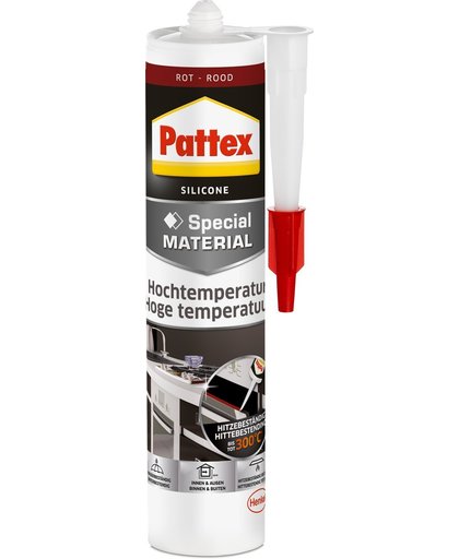 Pattex Oven & Openhaard Silicone 300ML, ROOD