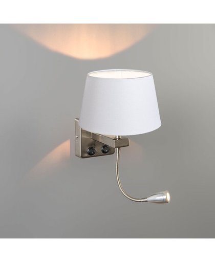 QAZQA Brescia Combi - Wandlamp met leeslamp - 1 lichts - D 150 mm - wit