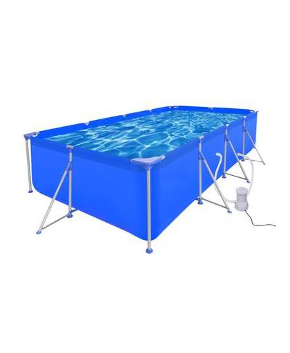 Opbouw zwembad met stalen frame en filterpomp 394 x 207 x 80 cm