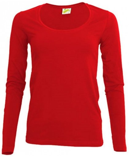 Bodyfit dames shirt met lange mouwen M rood