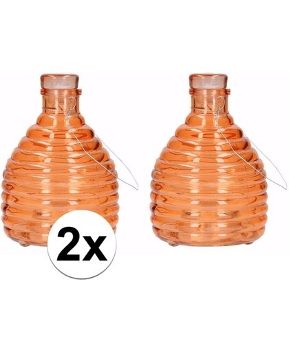 2x Wespenvangers / wespenval van oranje glas 18 cm