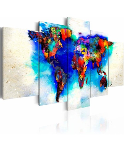 Schilderij - Gekleurde wereldkaart