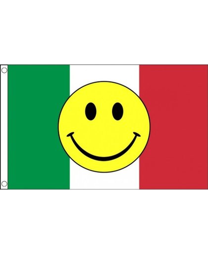 Italiaanse vlag met smiley 90 x 150 cm