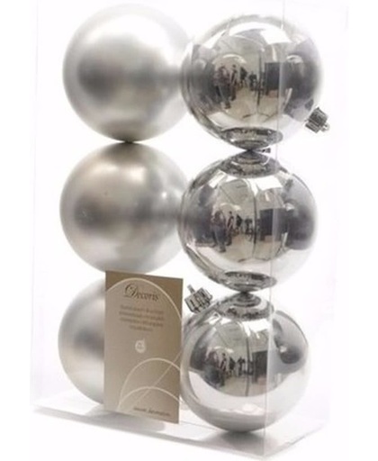 Kerst kerstballen zilver 6 cm Christmas Silver 6 stuks