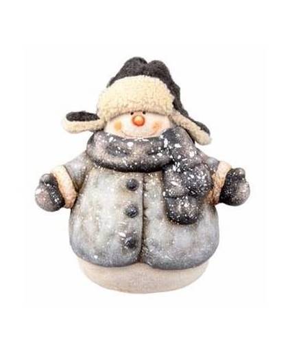 Kerst sneeuwpop beeldje 21 cm met sjaal