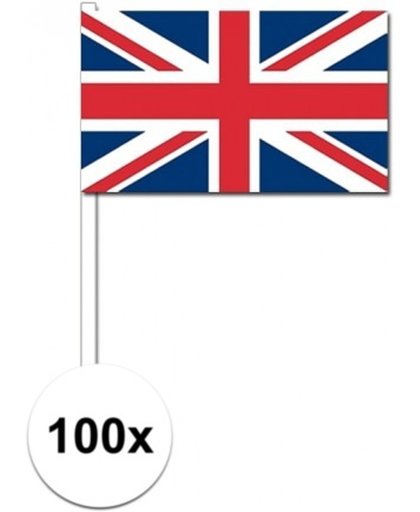 100x Verenigd Koninkrijk zwaaivlaggetjes 12 x 24 cm
