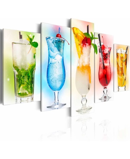 Schilderij - Gekleurde glazen, mix drankjes