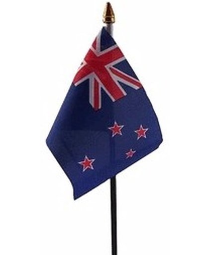 Nieuw Zeeland mini vlaggetje op stok 10 x 15 cm