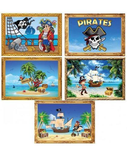 Vijf decoratie posters Piraten thema
