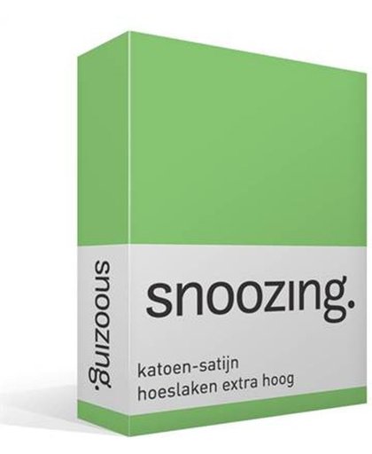 Snoozing - Katoen-satijn - Hoeslaken - Eenpersoons - Extra Hoog - 90x220 cm - Lime