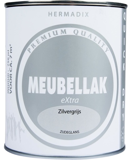 Hermadix Meubellak eXtra - Dekkend - Zijdeglans Zilvergrijs