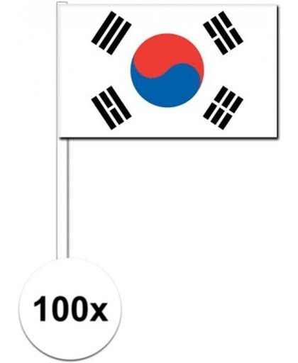 100x Zuid Koreaanse zwaaivlaggetjes 12 x 24 cm