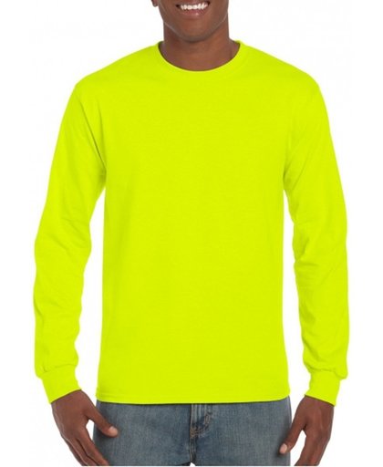 Heren t-shirt lange mouw lichtgevend geel XL