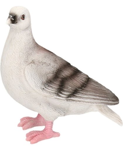 Dierenbeelden grijze duif- Decoratie beeldje duif grijs 20 cm