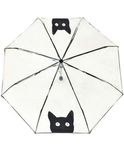 Smati Chat Paraplu - Opvouwbaar - Transparant - Opent Automatisch - Zwart - Kat - Ø100cm