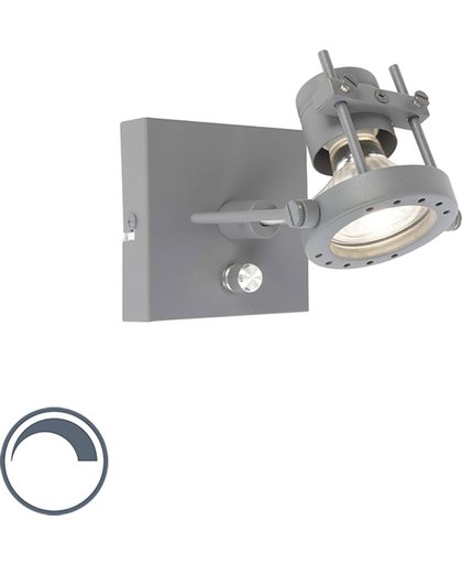 QAZQA WL Suplux - Wandlamp met dimmer - 1 lichts - D 175 mm - antraciet