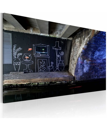 Schilderij - Mijn eigen stuk grond , Banksy 40x60cm