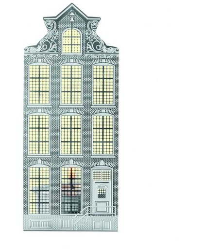 Invotis waxinelicht houder metaal huisje Amsterdam - Uitvoering - Klokgevel