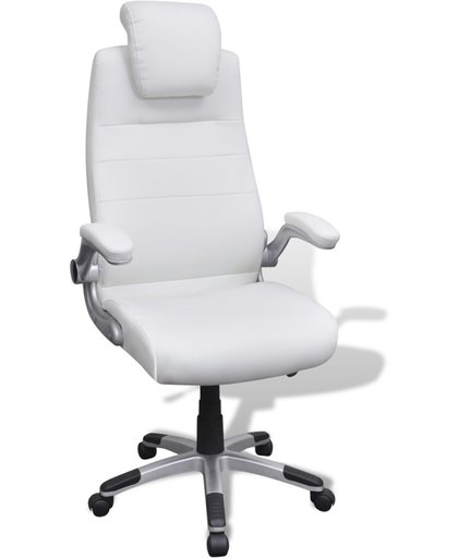vidaXL Kunstleren bureaustoel (wit / verstelbaar)