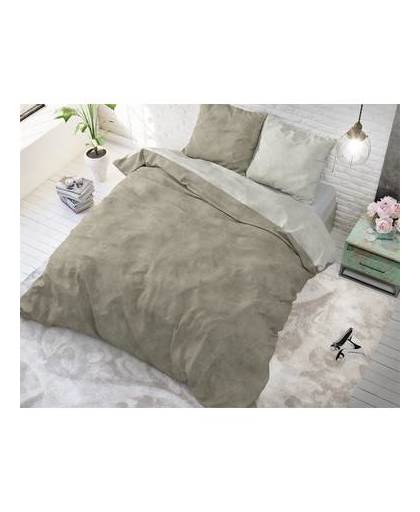 Sleeptime twin washed cotton taupe - dekbedovertrek: 2-persoons (200 cm)