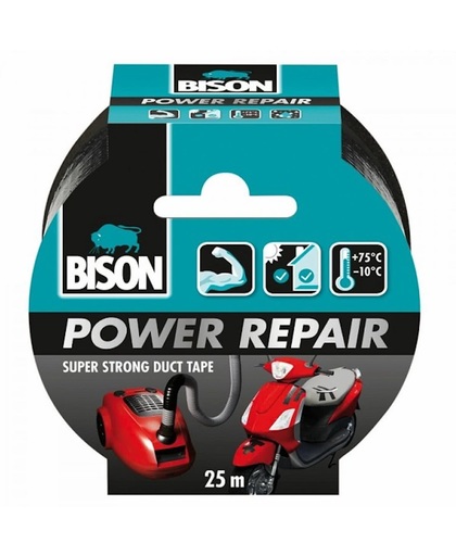 Bison Power repair tape zwart 25 mtr