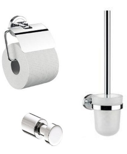 Emco Polo toiletset: closetrolhouder, haakje en closetborstelgarnituur chroom