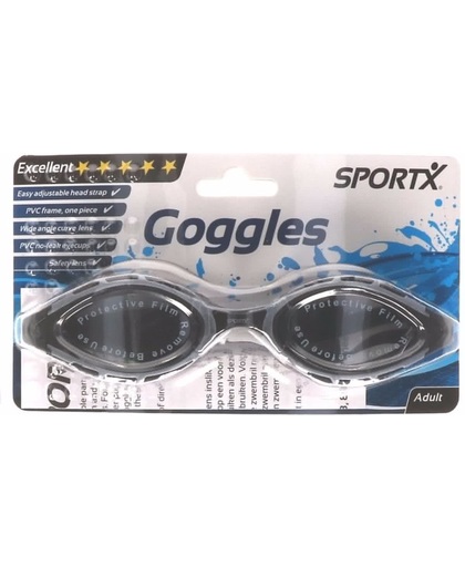 Anti chloor zwembril zwart/grijs voor volwassenen