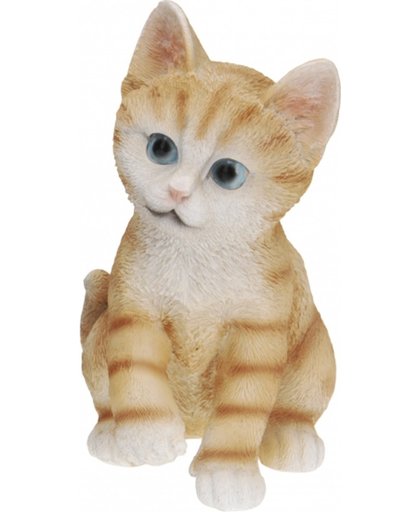 Zittende katten beeldje oranje 19 cm