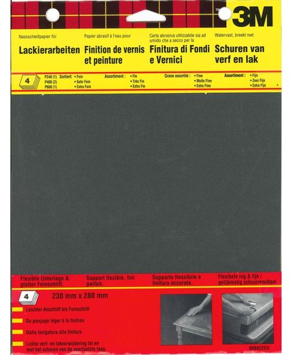 3M 9088 Waterproof Schuurpapier Zwart - 4 st