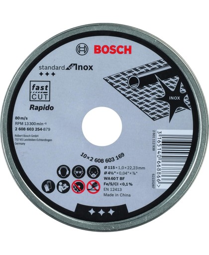 Bosch Doorslijpschijf recht Standard for Inox - Rapido 115mm - 10stuks