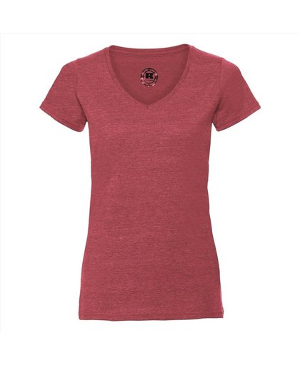 Basic V-hals t-shirt vintage washed rood voor dames - Dameskleding t-shirt rood M (38/50)