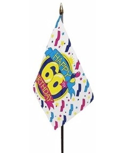 Happy 60th Birthday mini vlaggetje op stok 10 x 15 cm  - verjaardag