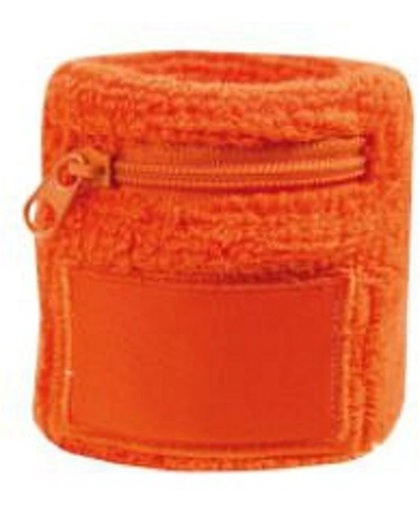 Oranje zweetband met ritsje