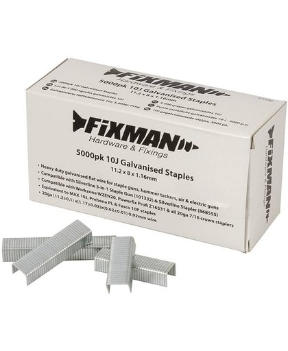 Fixman 10J Gegalviniseerde Nietjes, 5000 Stuks 11,2 X 8 X 1,16 Mm