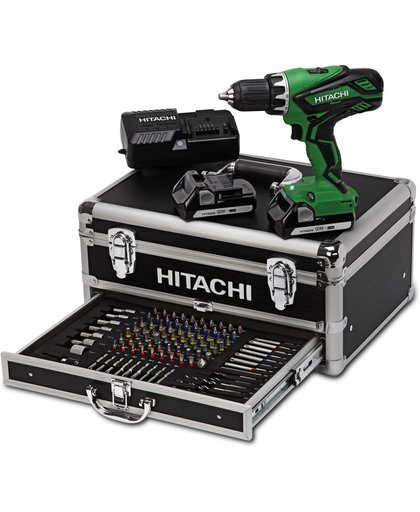 Hitachi accuboormachine  - DS18DJL in aluminium koffer inclusief 100-delige bit-boren-doppenset - 754945