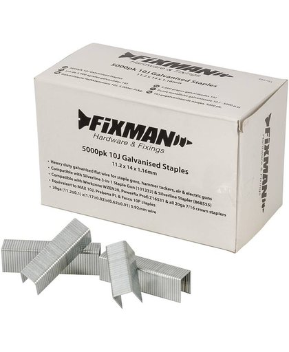 Fixman 10 J Gegalvaniseerde Nietjes, 5000 Stuks 11,2 X 14 X 1,16 Mm