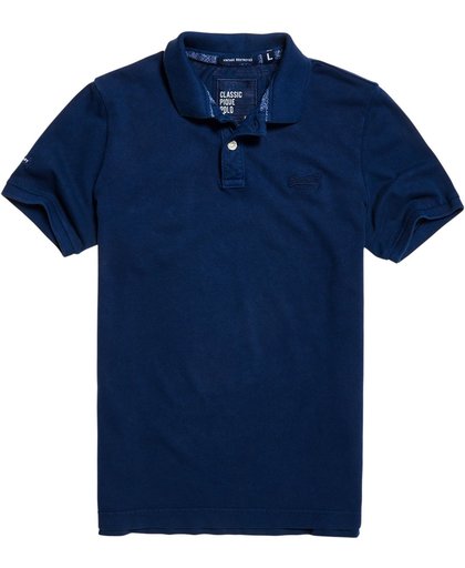 Superdry Classic Pique  Sportpolo casual - Maat M  - Mannen - navy
