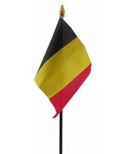 Belgie mini vlaggetje op stok 10 x 15 cm