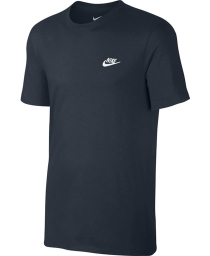Nike Sportswear Tee Club Embroidered Futura Shirt Heren - Dark Obsidian/White