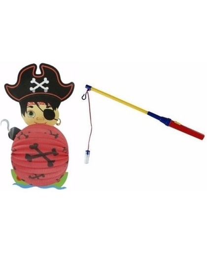 Piraat lampion 22 cm met lampionstokje
