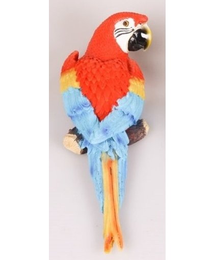 Dierenbeelden Ara papegaai rode vogel - Decoratie beeldje vogel rood 30 cm