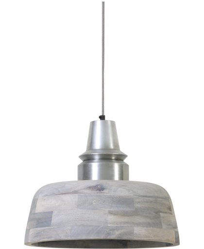 Light & Living Hanglamp  MARGA Ø40x33 cm  -  hout grijs met oud zilveren kop