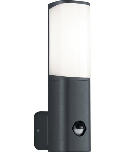 TRIO, Wand lamp, Ticino incl. 1 x LED,SMD,5,5 Watt,3000K,550 Lm. Kunststof, Wit, Armatuur: Gegoten aluminium, Antraciet L:7,0cm, H:27,0cm, Ø:11,0cm Bewegingssensor,Wand montage,