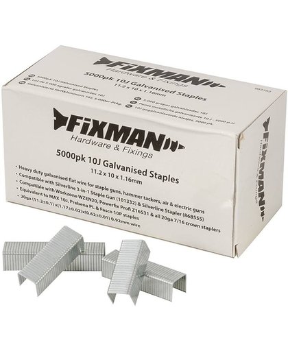 Fixman 10 J Gegalvaniseerde Nietjes, 5000 Stuks 11,2 X 10 X 1,16 Mm