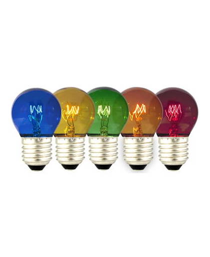 Calex party kogellamp pakket 240v 15w e27 5 kleuren