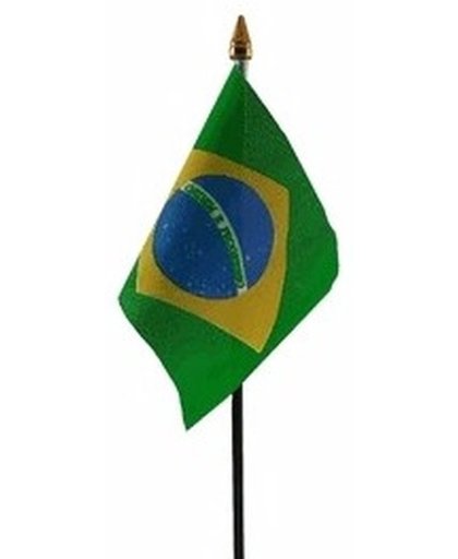 Brazilie mini vlaggetje op stok 10 x 15 cm