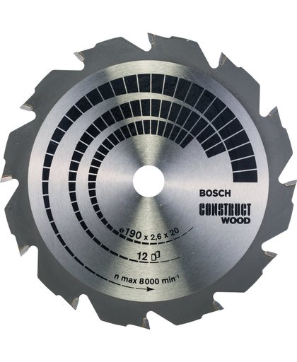 Bosch Cirkelzaagblad Construct Wood - 190 x 20/16 x 2,6 mm, 12
