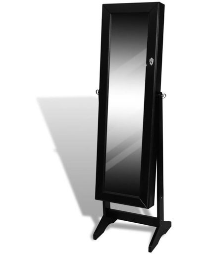 vidaXL Sieradenkast met spiegel 46 x 146 cm (zwart)