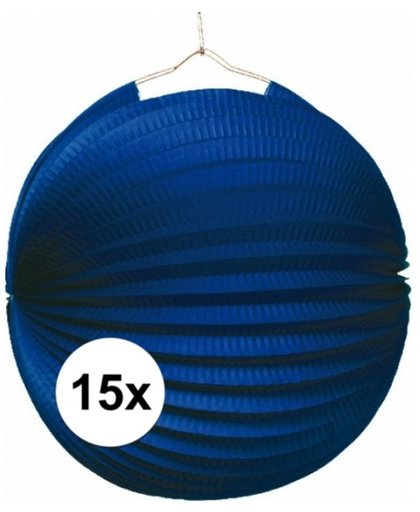 15x Lampionnen blauw 22 cm