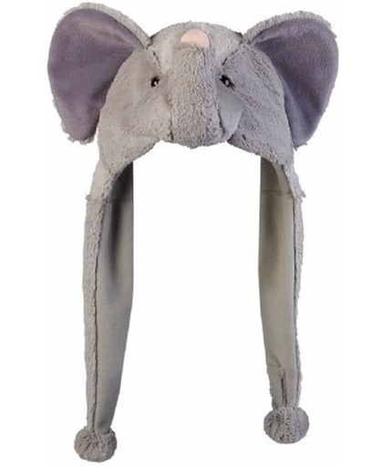 Pluche olifanten muts met flapjes 18 cm - voor kinderen